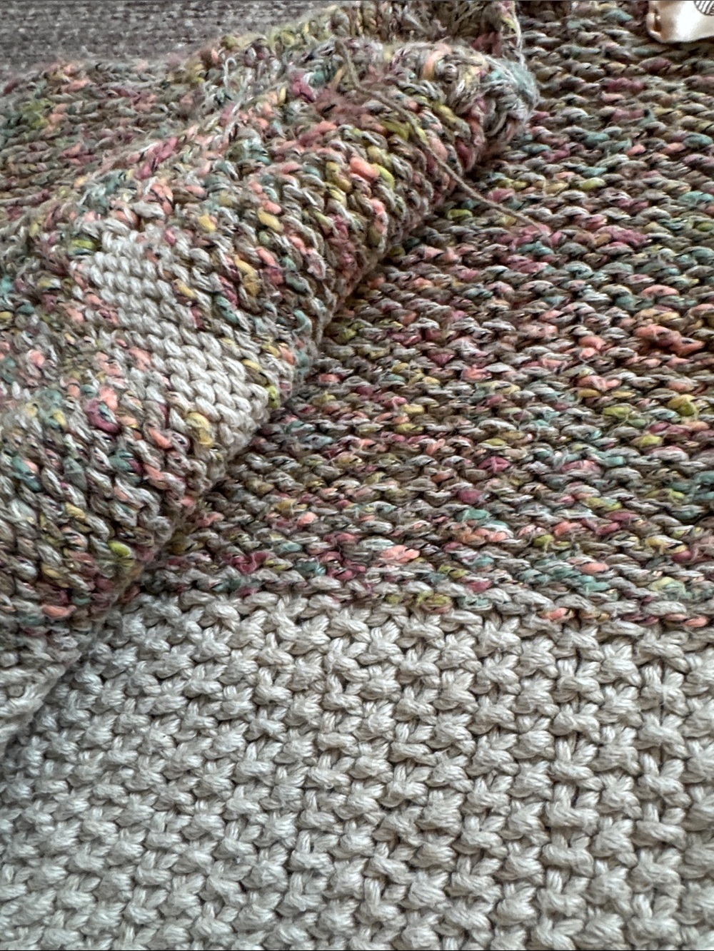 Hand-Knit Cream & Multicolor Baby Cardigan - Picture 4 of 6